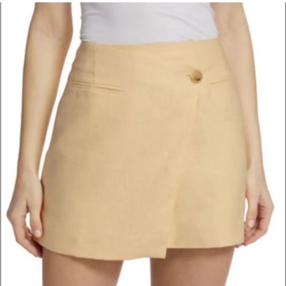 Anine Bing yellow linen Mini Wrap Skirt size large